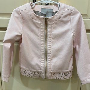 Tahari Pale Pink Leather Jacket & Riding Pants 2T